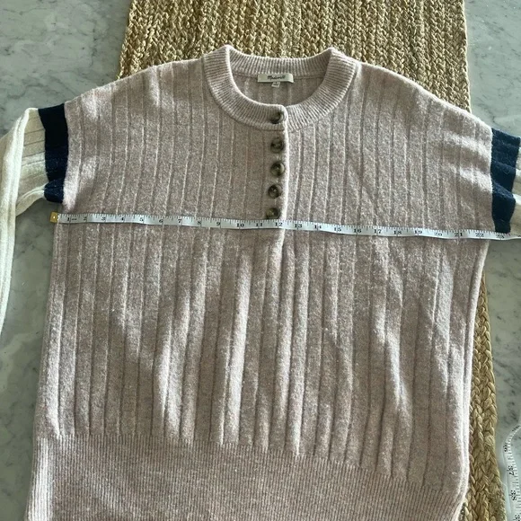 Madewell Striped Bowden Henley Sweater in Coziest Yarn 💗 size small - Picture 5 of 11